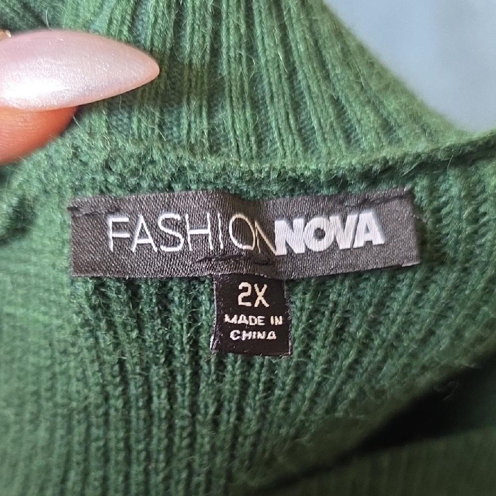 Fashion Nova Forest Green Knit Top - Picture 3 of 5